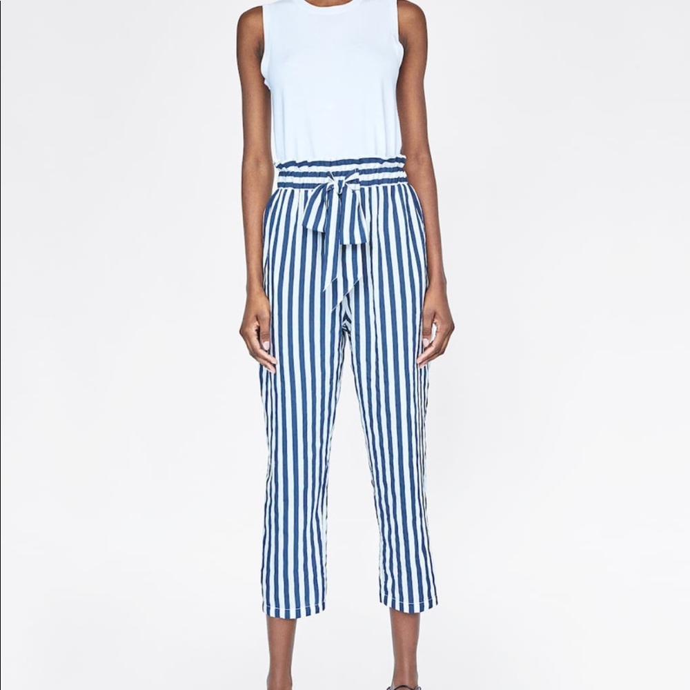 Striped paperbag pants